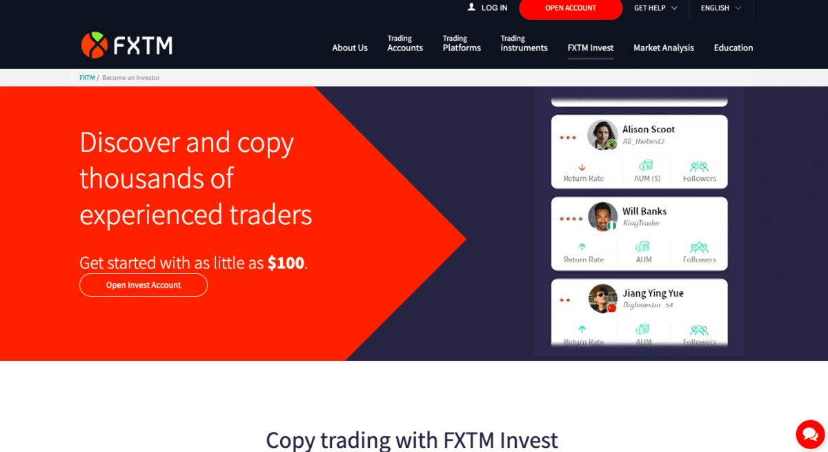 FXTM, start page