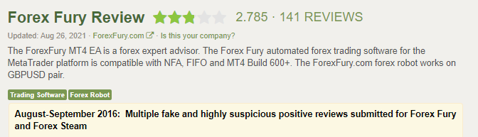 The FPA site complaining of fake reviews