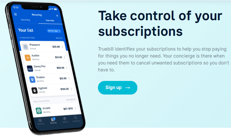 Text: Take control of your subscriptions