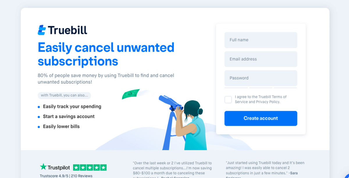 Truebill: Easily cancel unwanted subscriptions