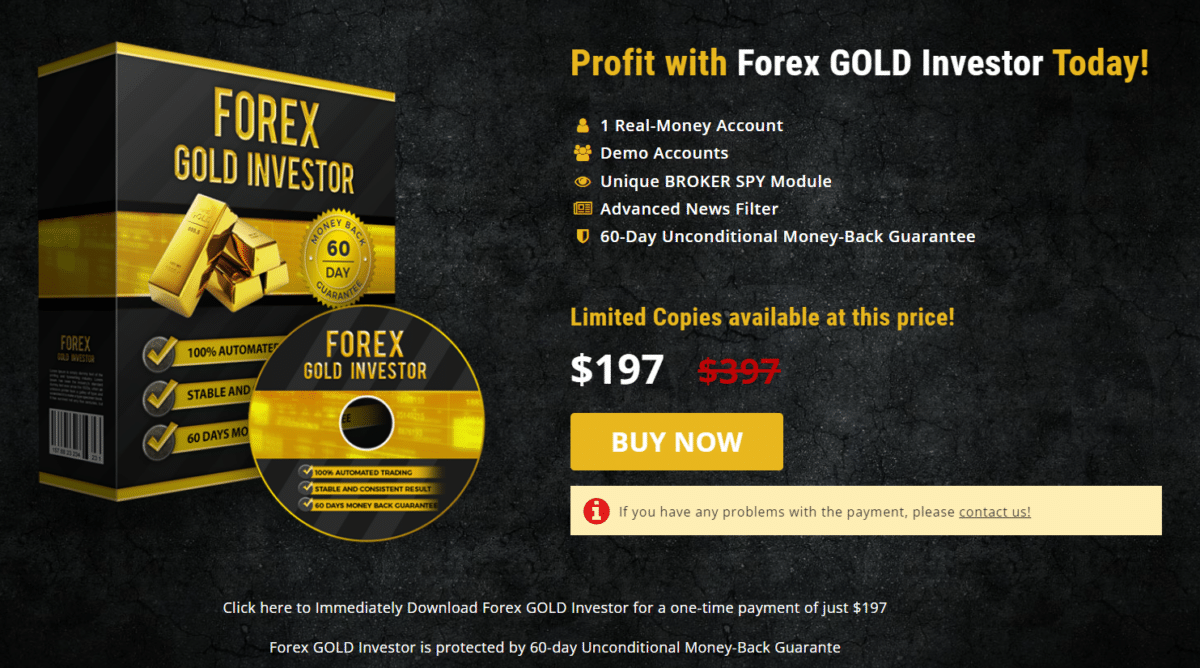 Forex Gold Investor pricing