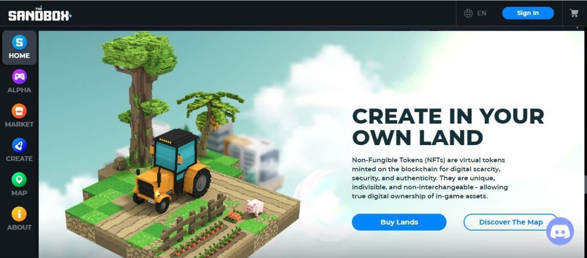 Create in Your Own Land, Sandbox interface