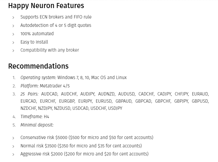Features and recommendations for Happy Neuron