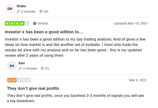 User reviews on Trustpilot