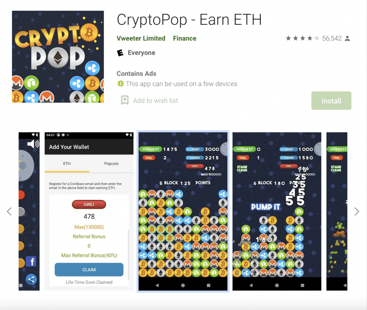 Cryptopop in Google PlayStore