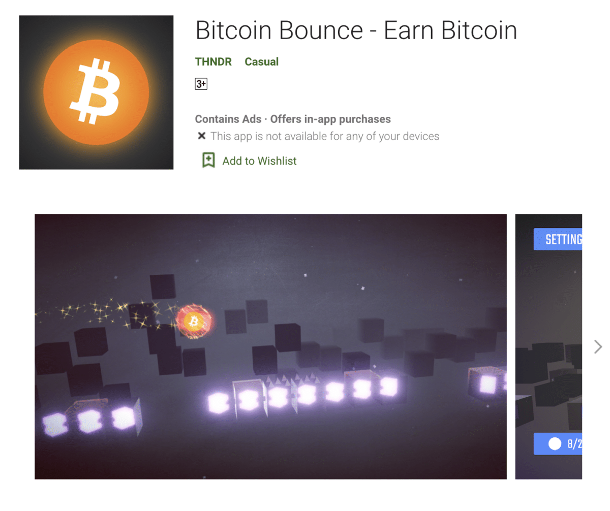 Bitcoin Bounce in Google PlayStore