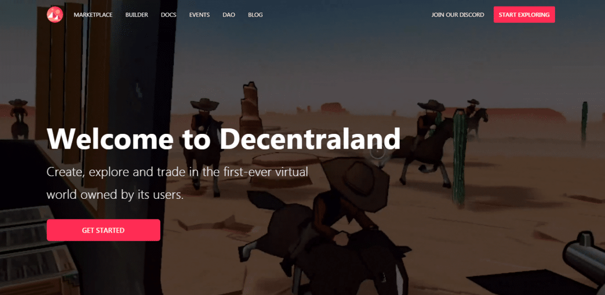 Decentraland homepage