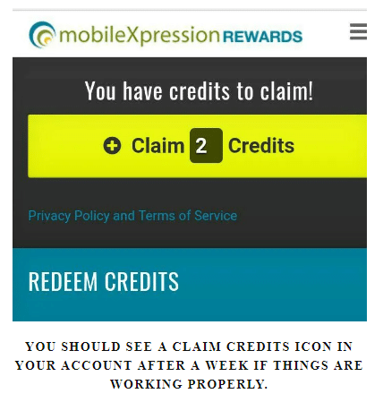Claim credit page