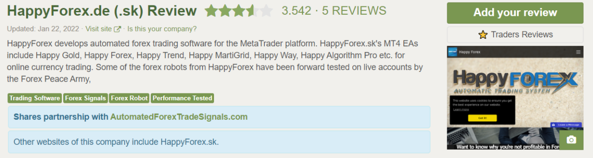 User Reviews of Happy Forex on Forex Peace Army