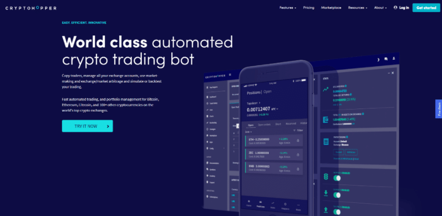 Cryptohopper homepage