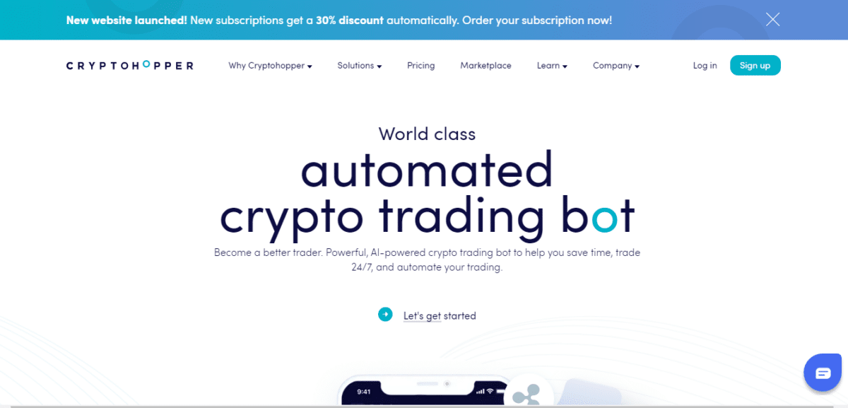 Cryptohopper homepage