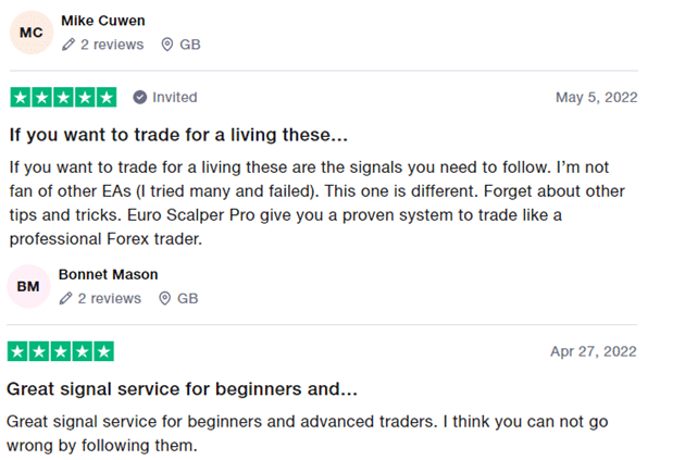 Positive user reviews on Trustpilot