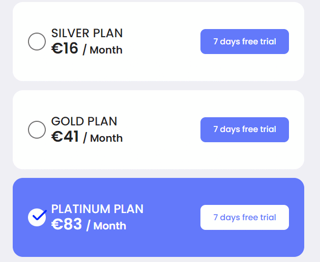 The pricing plans